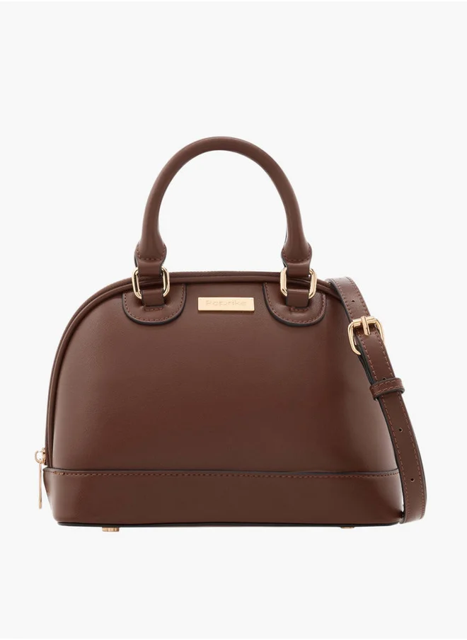بابريكا Women's Solid Tote Bag with Detachable Strap and Zip Closure