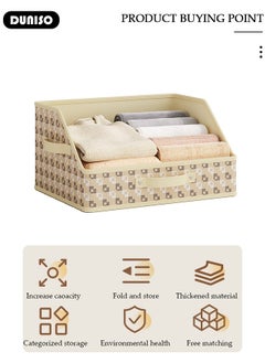 DUNISO Foldable Closet Storage Organizer, Wardrobe Clothes Organizer For Clothing, Sheets, Toys, Books,Washable Closet Storage Boxes with Carrying Handles Cube Stackable Storage Bin for Home Bedroom Office  - Image 3