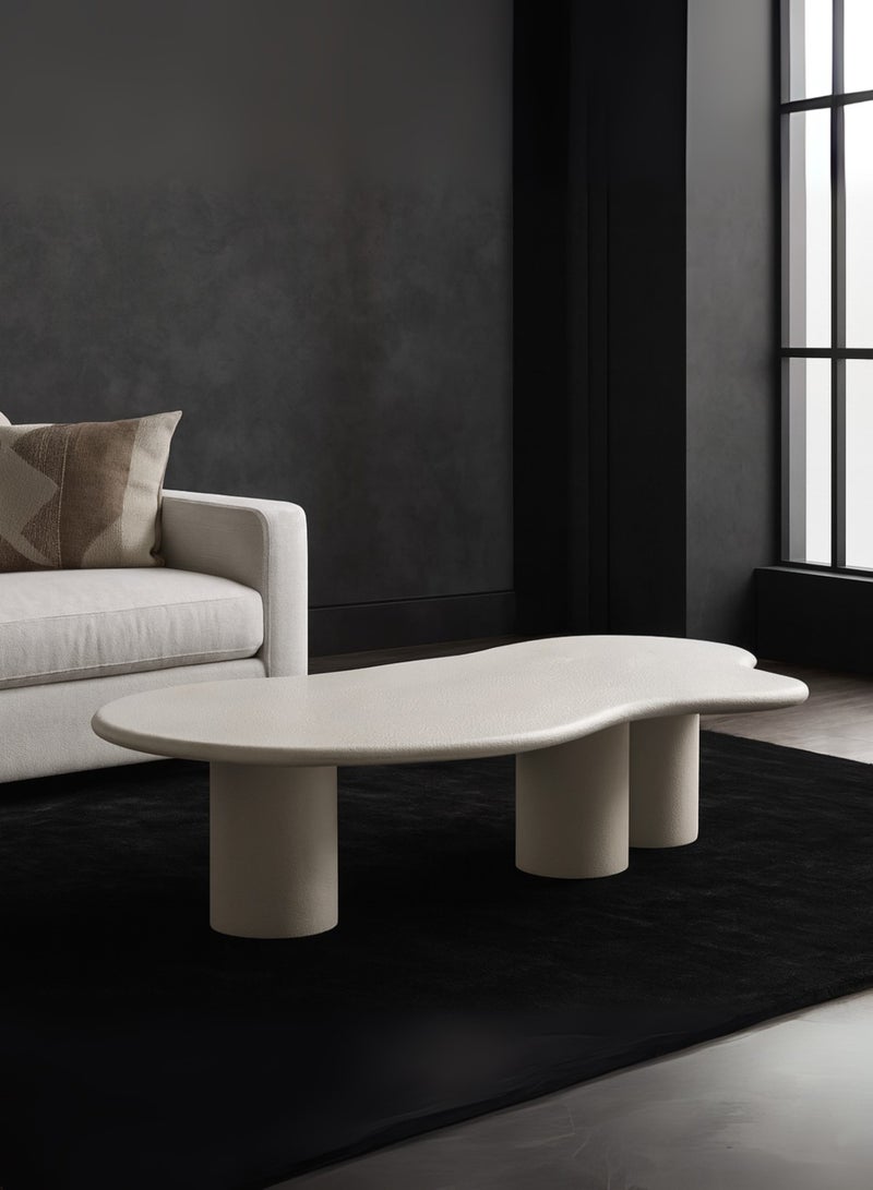 Karnak White Wisp Coffee Table – Modern Cloud Shape Designer Center Table with Triple Base for Living Room, Balcony & Luxury Home  Décor | Minimalist Luxury Sofa Table Dubai Abu Dhabi UAE - Image 1