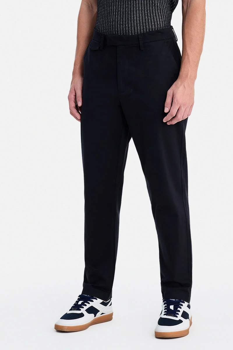 SNITCH Black Black Solid Slim Fit Festive Trousers for Men | Best Price UAE