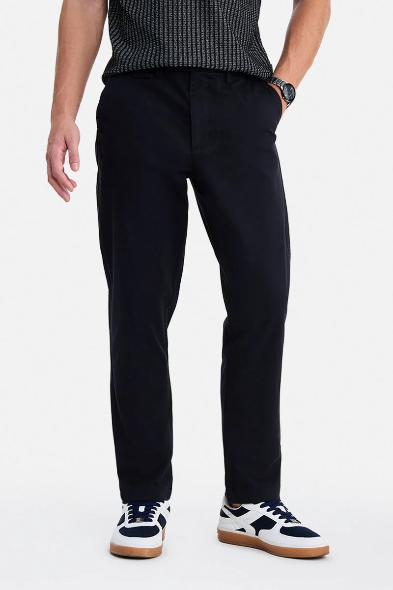 سنيتش Black Solid Slim Fit Festive Trousers