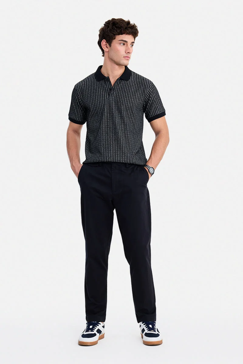 سنيتش Black Solid Slim Fit Festive Trousers