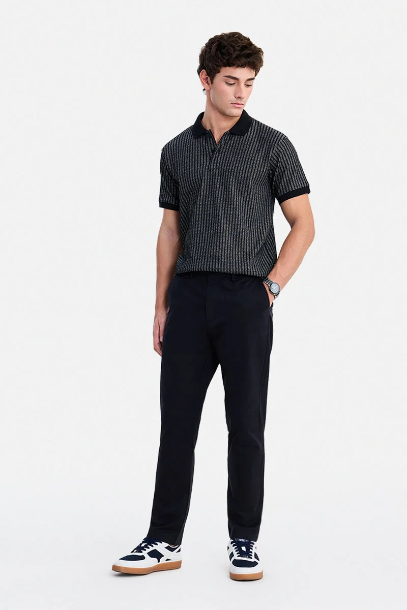 SNITCH Black Black Solid Slim Fit Festive Trousers for Men | Best Price UAE