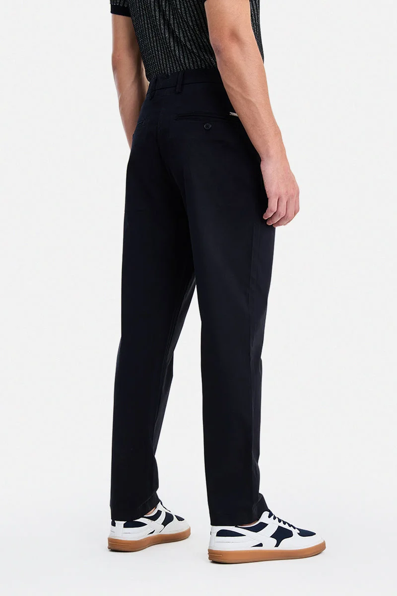 SNITCH Black Black Solid Slim Fit Festive Trousers for Men | Best Price UAE