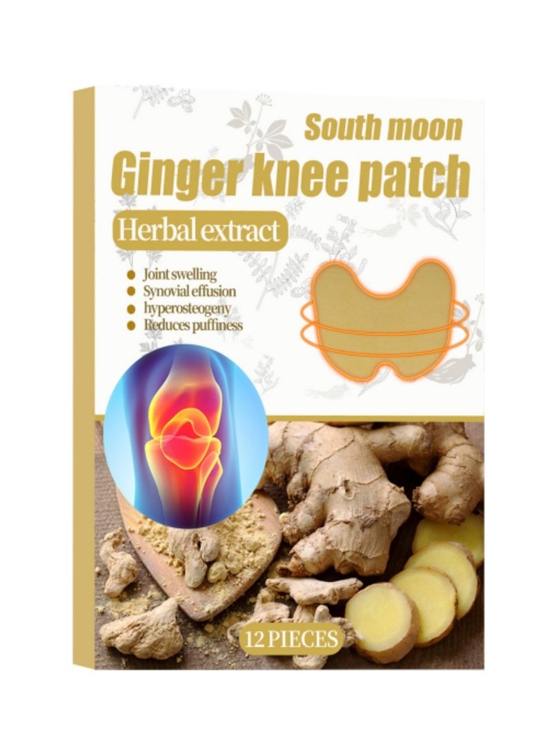 SOUTH MOON Ginger Knee Patch Pain Relief Warming Plaster Arthritis Pain Patches Heat Patches for Knee Pain Relief and Inflammation Long Lasting Relief of Joint Pains, 12 Pieces  - Image 1