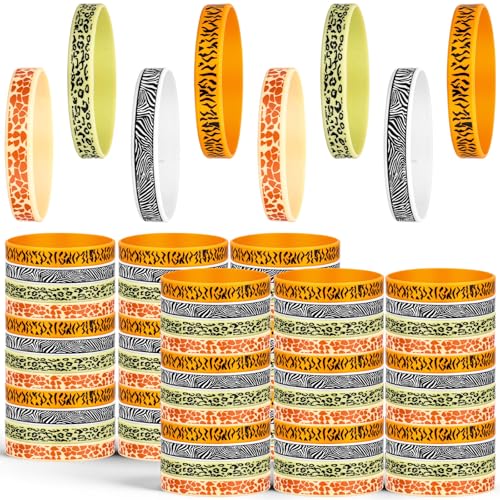 Skylety 36 Pcs Animal Print Silicone Bracelets Safari Jungle Animal Wristband Kids Waterproof Rubber Bracelet Gifts for Boys Girls Jungle Birthday Party Favors Classroom Prize Goody Bag Supply - Image 1