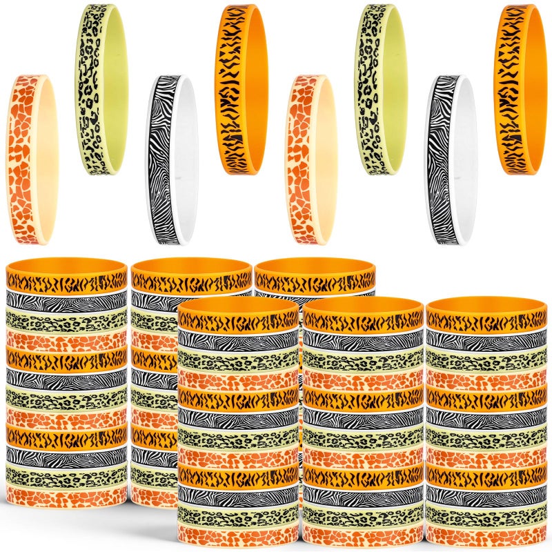 Skylety 36 Pcs Animal Print Silicone Bracelets Safari Jungle Animal Wristband Kids Waterproof Rubber Bracelet Gifts for Boys Girls Jungle Birthday Party Favors Classroom Prize Goody Bag Supply - Image 2