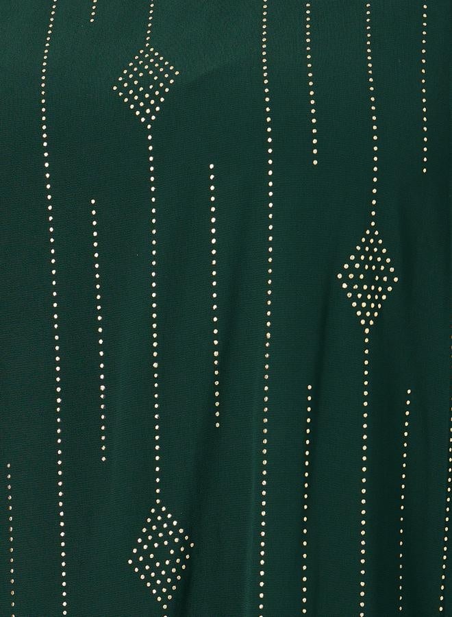 Styli Plus Size Embellished Round Neck Ruffled Hem Jalabiya  - Image 5