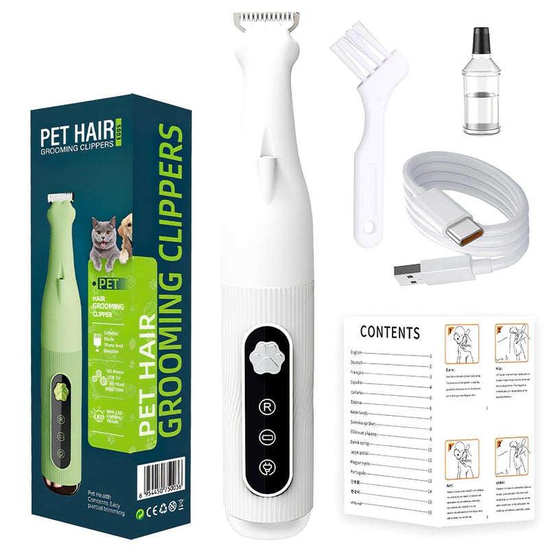 CoolShef Pet Paw Hair Trimmer with LED, Rechargeable Low Noise Dog & Cat Grooming Clippers, Safe Stainless Steel & Ceramic Blades, Ideal for Paws, Face, Ears and Small Areas - Image 1