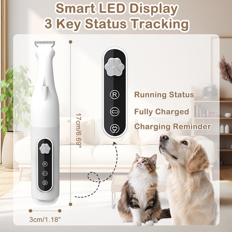 CoolShef Pet Paw Hair Trimmer with LED, Rechargeable Low Noise Dog & Cat Grooming Clippers, Safe Stainless Steel & Ceramic Blades, Ideal for Paws, Face, Ears and Small Areas - Image 3