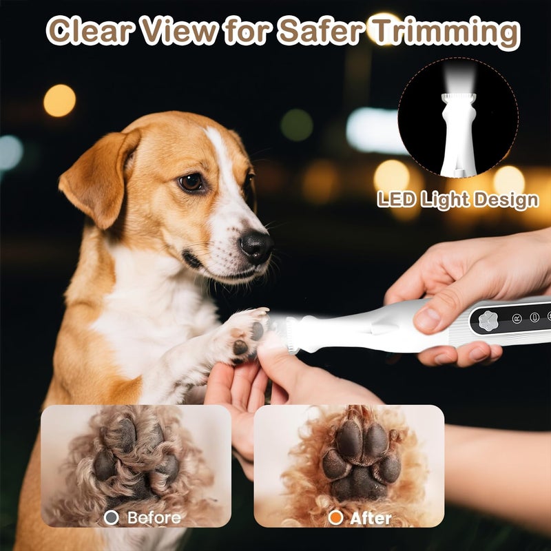 CoolShef Pet Paw Hair Trimmer with LED, Rechargeable Low Noise Dog & Cat Grooming Clippers, Safe Stainless Steel & Ceramic Blades, Ideal for Paws, Face, Ears and Small Areas - Image 5