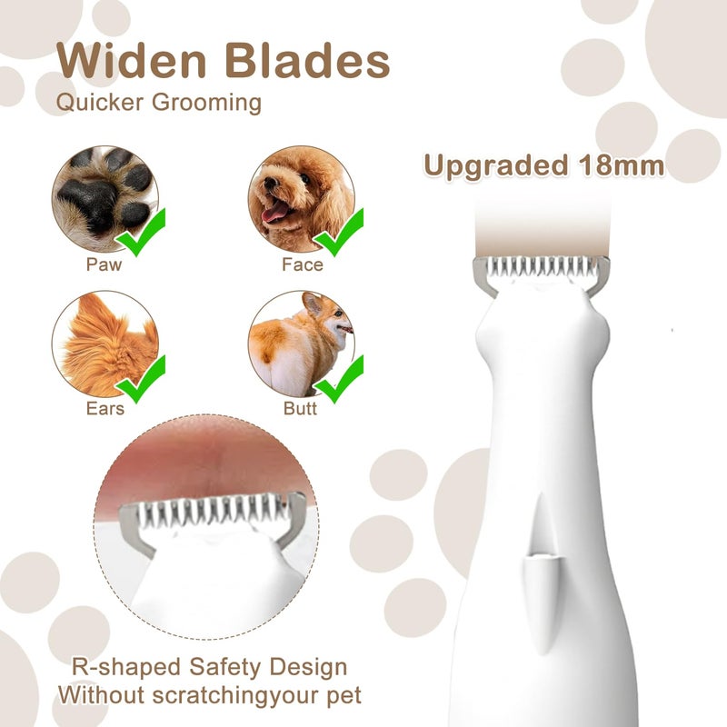 CoolShef Pet Paw Hair Trimmer with LED, Rechargeable Low Noise Dog & Cat Grooming Clippers, Safe Stainless Steel & Ceramic Blades, Ideal for Paws, Face, Ears and Small Areas - Image 2