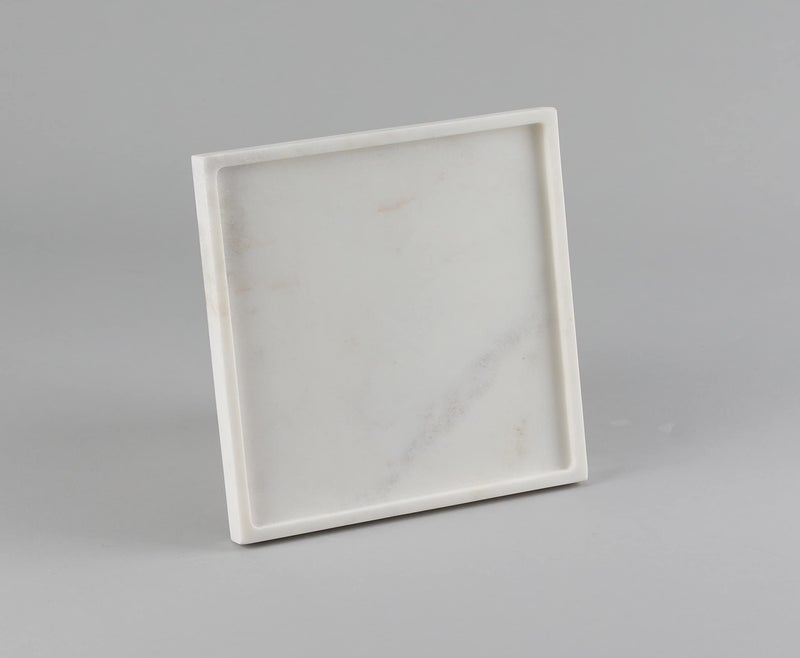 Stone Essential Marble Tray Square, Serving Tray, Vanity Tray for Bathroom, Table Decoration and Gift (White) - Image 2