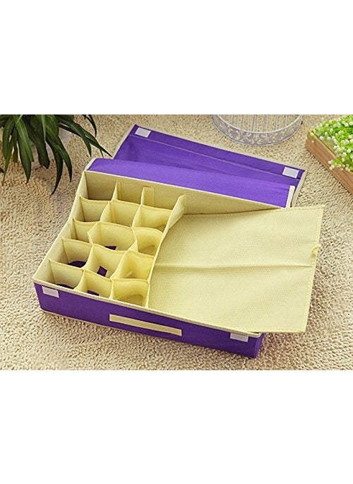 Styleys Styleys 151_Purple Non Woven Multi Compartment Cell Foldable Storage BoxCloset OrganizerNonSmell Drawer Organizer for Underwear Closet Storage Socks Bra Panty Tie Scarf  - Image 3