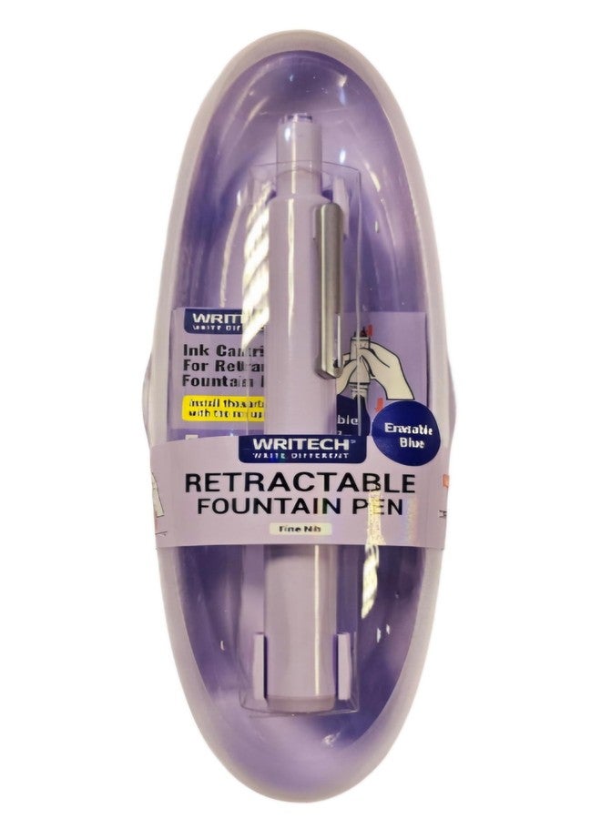 WRITECH Retractable Fountain Pen | Fine Nib | Blue Ink Cartridges Included (Purple) - Image 3