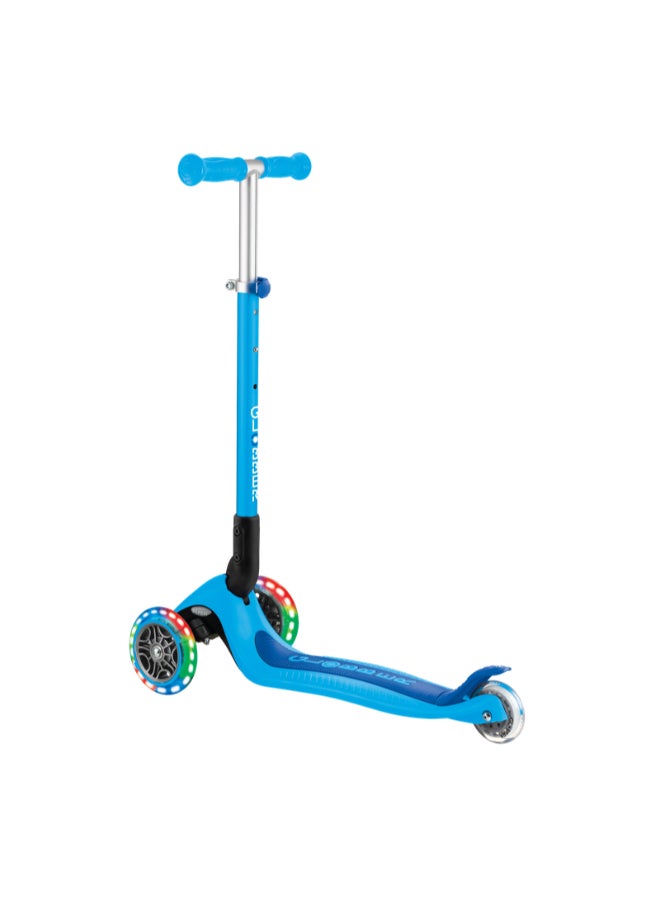 GLOBBER سكوتر أطفال قابل للطي وقابل للتعديل من بريمو مع أضواء LED - سكوتر ثلاثي العجلات - أزرق سماوي - Image 4