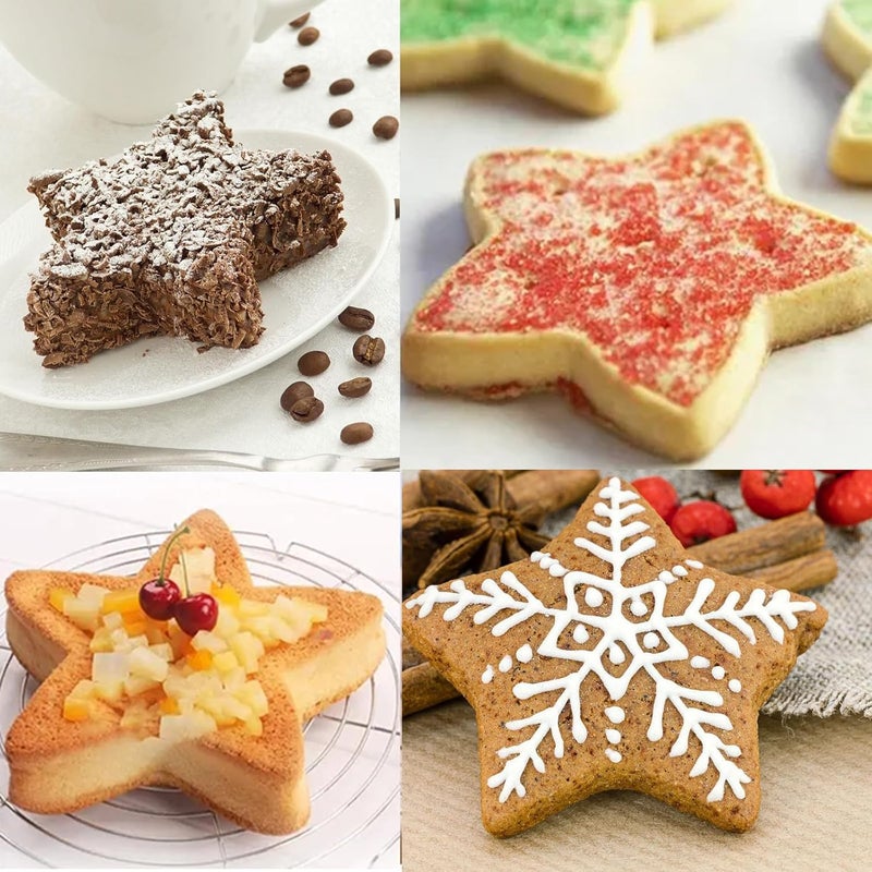 SADYFON 8 Inch Star Shaped Cake Pan Five-pointed Shaped Aluminum Nonstick Cake Decorating Mould Birthday Anniversary Wedding Party Cake Baking Pans Tins Bakeware Tool - Image 3