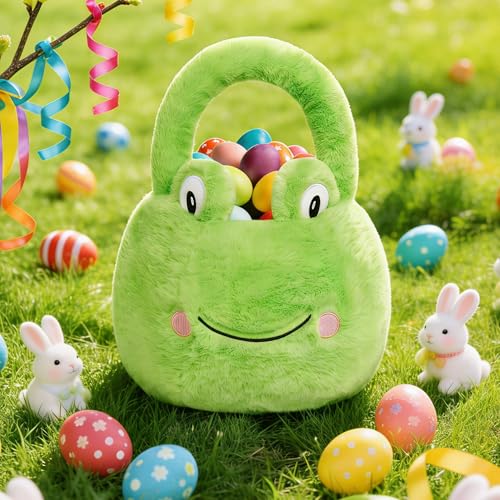 Wepop Easter Basket Easter Baskets for Kids Frog Baskets with Handle for Gifts Empty Bunny Egg Hunting Basket Stuffers Essentials - Image 3