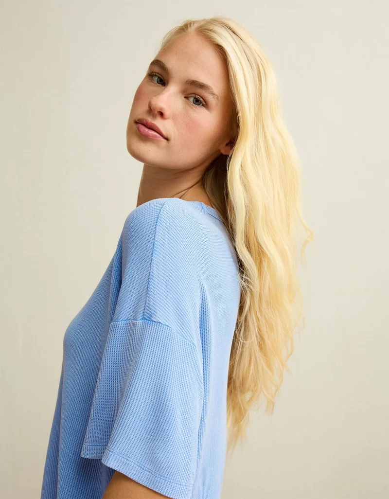 American Eagle  AE Soft & Sexy Waffle Crew Neck Tee for Women | Best Price UAE