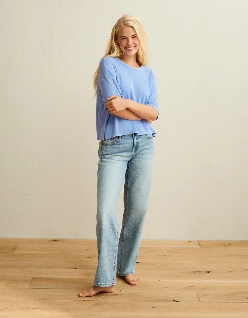 American Eagle  AE Soft & Sexy Waffle Crew Neck Tee for Women | Best Price UAE