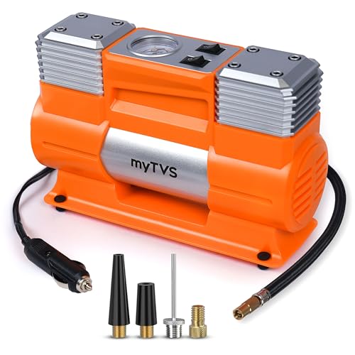 myTVS air Monster Heavy Duty Tyre Inflator for SUV/Sedan, 150 PSI Metal Body Fast Inflation Air Pump for Car tire with Dual Cylinder High-Performance Compressor with LED & 1+1 Year Warranty (TI-18) - Image 1