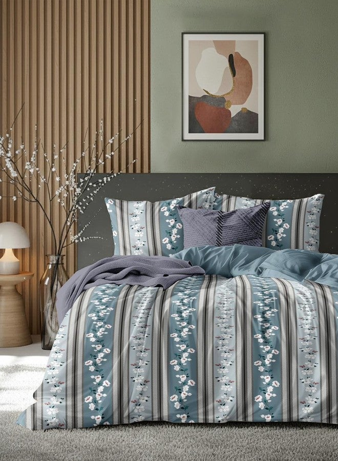 VOMZER 320 TC Cotton Feel All Around Elastic Fitted Bedsheets King Size, Premium Fitted Bedsheets King Size for Double Bed with 2 Pillow Covers, Size- 78” x 72” (Grey Blossom) - Image 4