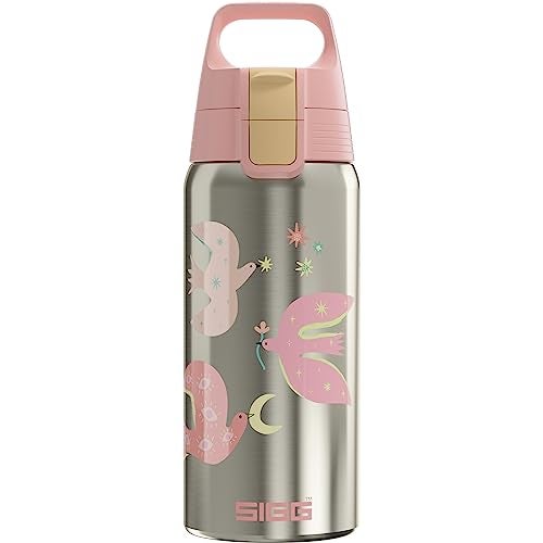 Sigg Insulated Kids Water Bottle Shield One Therm Fly Away Suitable For Carbonated Beverages Leakproof Dishwasher Safe BPA Free 90 Recycled Stainless Steel Brushed Birds 17Oz - Image 1