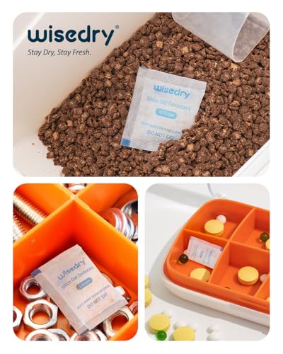 wisedry 5 Gram [60 Packs] Food Grade Silica Gel Packs Rechargeable Desiccant Dehumidifiers Pouches with Color Indicating Beads Reusable Moisture Absorbers for Food Storage - Image 3