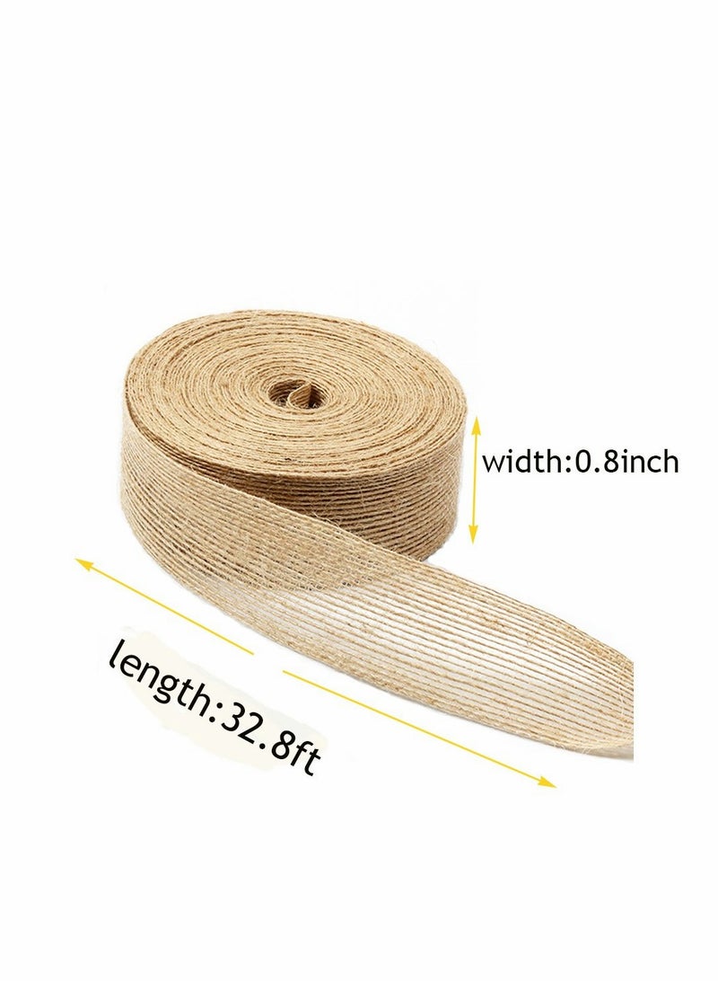 Excefore Natural Burlap Ribbons, Jute Fabric Ribbon Crafts Ribbon Gift Ribbon for Wedding, Party, Wrapping Gifts, Festival Decoration - Image 2