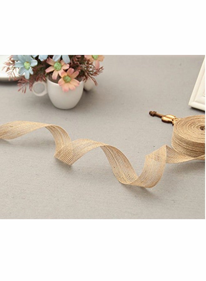 Excefore Natural Burlap Ribbons, Jute Fabric Ribbon Crafts Ribbon Gift Ribbon for Wedding, Party, Wrapping Gifts, Festival Decoration - Image 3