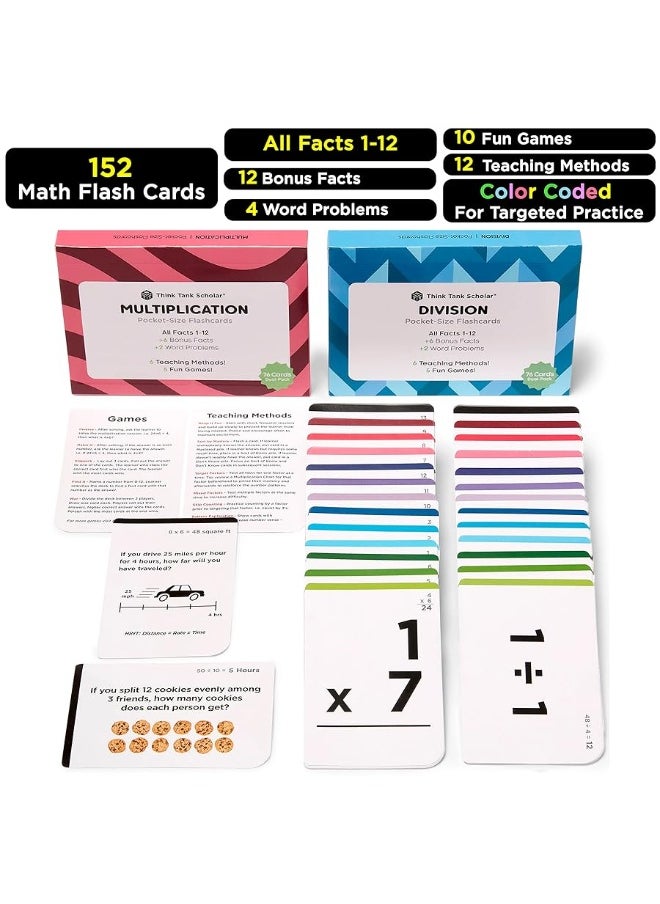 Think Tank Scholar - Think Tank Scholar Multiplication and Division Flash Cards (300 Facts), Award Winning, Math Facts 1-12 Flashcards Set - Kids Ages 8+ 3rd, 4th, 5th, 6th Grade - 6 Teaching Methods, 5 Games for Learning - Image 1