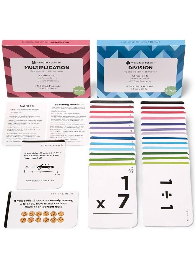 Think Tank Scholar - Think Tank Scholar Multiplication and Division Flash Cards (300 Facts), Award Winning, Math Facts 1-12 Flashcards Set - Kids Ages 8+ 3rd, 4th, 5th, 6th Grade - 6 Teaching Methods, 5 Games for Learning - Image 1