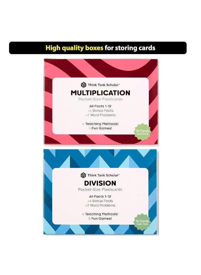Think Tank Scholar - Think Tank Scholar Multiplication and Division Flash Cards (300 Facts), Award Winning, Math Facts 1-12 Flashcards Set - Kids Ages 8+ 3rd, 4th, 5th, 6th Grade - 6 Teaching Methods, 5 Games for Learning - Image 1