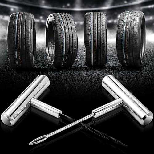 Saillong Tire Plug Tool Heavy Duty Plug Kit Stainless Steel T Handle Set Spiral Probe and Split Eye Needle Tire Repair Set for Automobiles Motorcycles Bicycles Car Truck - Image 1