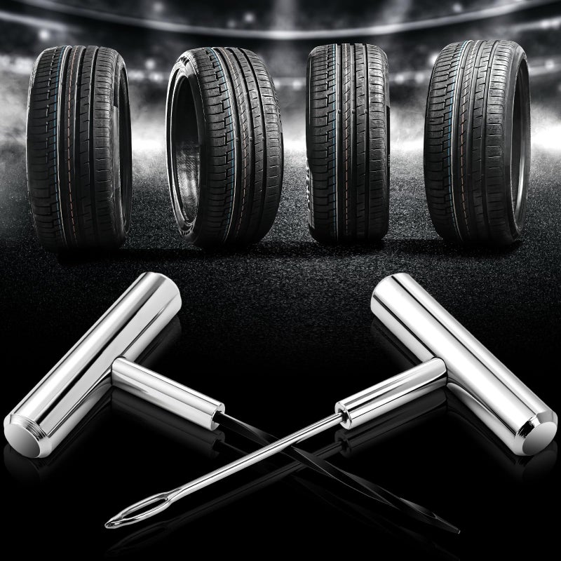 Saillong Tire Plug Tool Heavy Duty Plug Kit Stainless Steel T Handle Set Spiral Probe and Split Eye Needle Tire Repair Set for Automobiles Motorcycles Bicycles Car Truck - Image 3