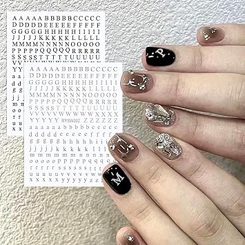 Hariendny 10 Sheets Glitter English Alphabet Decals Letter Art Stickers SelfAdhesive Small Letter Design Stickers for DIY Nail Decoration 5 Colors - Image 4