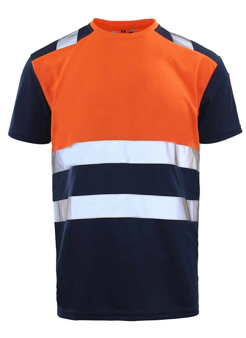 Zuolaya - Safety Shirts for Men Reflective High Visibility Quick Dry Short Sleeve Construction Work T Shirts Orange/Black - Image 1