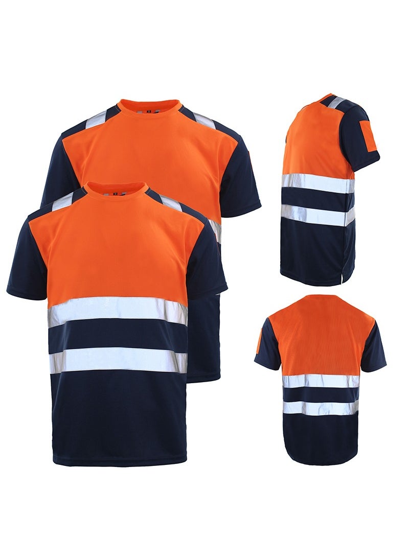Zuolaya - Safety Shirts for Men Reflective High Visibility Quick Dry Short Sleeve Construction Work T Shirts Orange/Black - Image 1