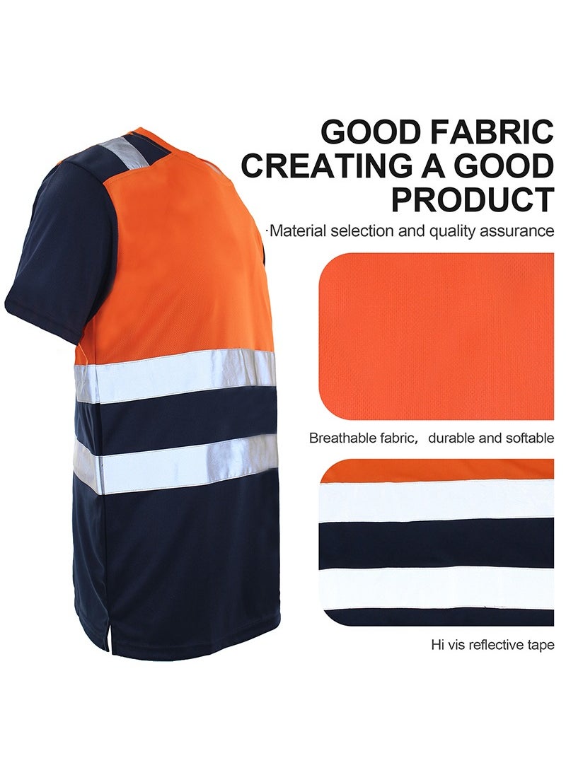 Zuolaya - Safety Shirts for Men Reflective High Visibility Quick Dry Short Sleeve Construction Work T Shirts Orange/Black - Image 1