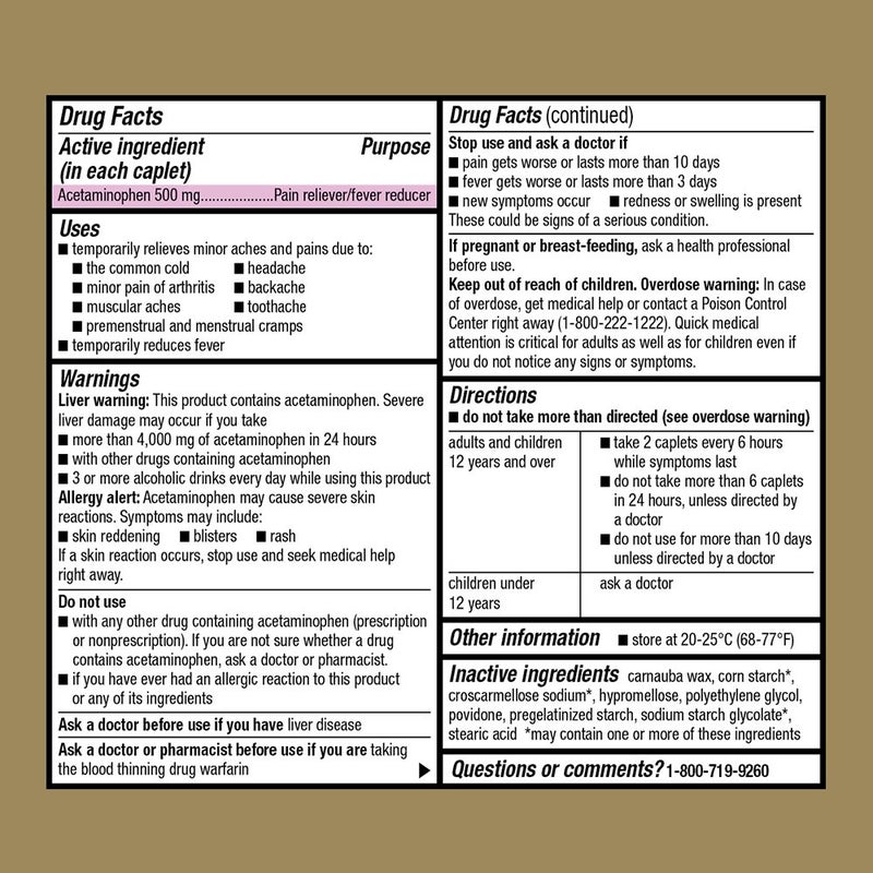 GoodSense Extra Strength Pain Relief, Acetaminophen Caplets, 500 mg, 500 Count - Image 4