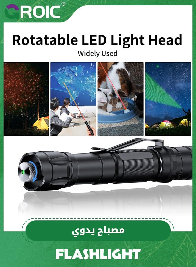 GROIC مصابيح فلاش طويلة المدى، مصابيح فلاش مؤشّرة، شدة إضاءة عالية، مصباح فلاش مدمج وقابل لإعادة الشحن، مؤشّر محمول للتخييم والمشي في الهواء الطلق والطوارئ - Image 3
