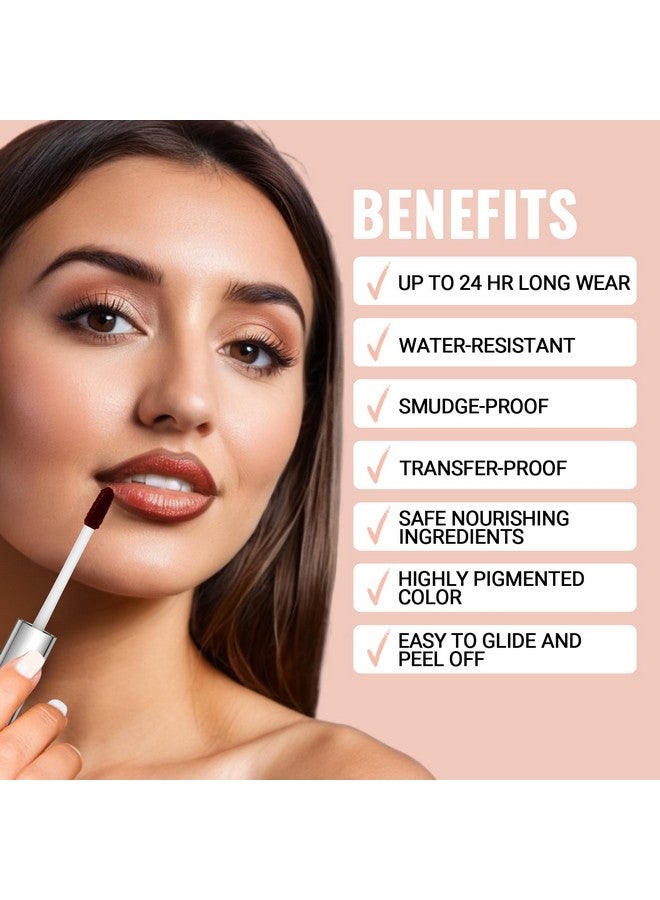 iMethod Lip Stain - Lip Liner Stain, Natural Long Lasting Lip Stain Peel Off, Waterproof Stay On All Day, Transfer-Proof, Highly Pigmented, Instant Peel Off Lip Stain Color, Cocoa - Image 3