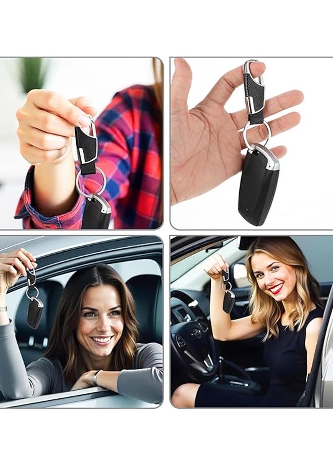 2PCS Stainless Steel Key Chain,Heavy Duty PU Leather Keychains with Key Ring Key Holder Organizer for Men Women - Image 5