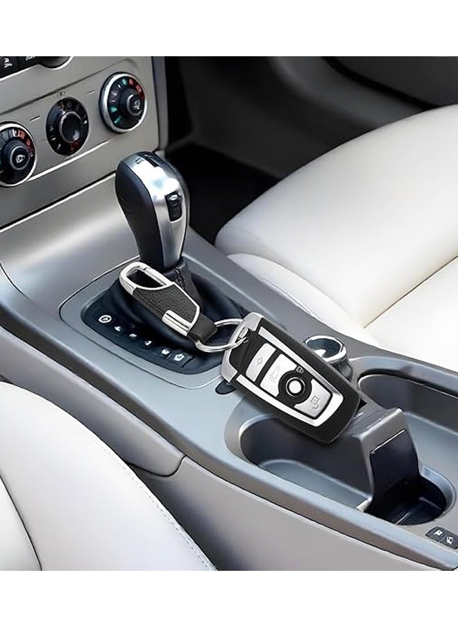 2PCS Stainless Steel Key Chain,Heavy Duty PU Leather Keychains with Key Ring Key Holder Organizer for Men Women - Image 4