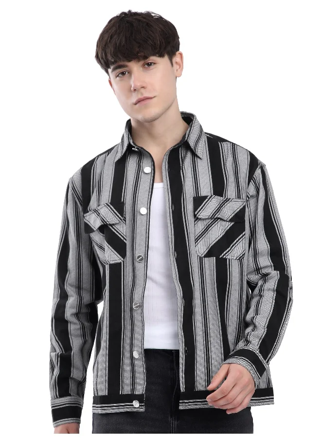 Beyoung Black Striped Shacket