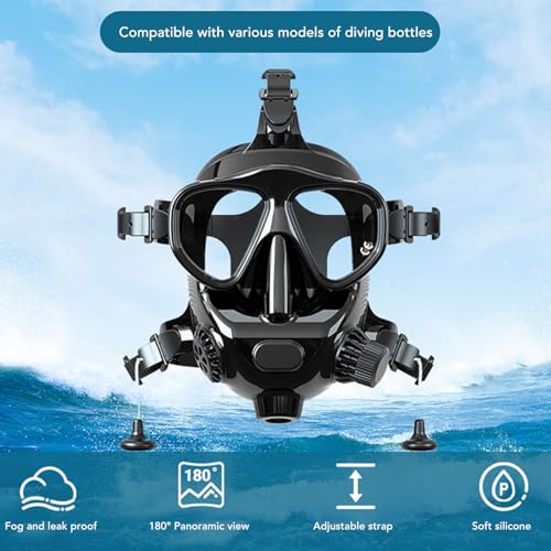 Bewinner Full Face Diving Mask for Diving - Full Face Mask with Camera Mount, 180° View Panoramic Dive Mask, Anti Fog & Anti Leak Dive Mask, Adults Snorkeling Gear - Image 3