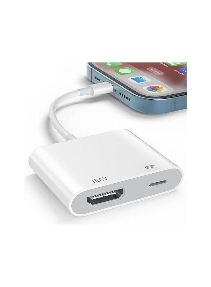 1080P Digital HDMI Adapter for iPhone & iPad – Plug & Play Video Audio Sync Cable – Compatible with TV/HDTV/Monitor/Projector 