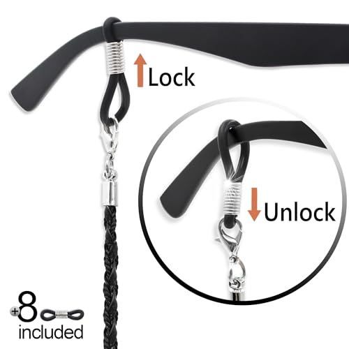 SIGONNA Glasses Strap Chains - Premium ECO Leather - Eyeglass Holder Strap Strings Cords - Glasses Lanyard for Men Women - Image 3
