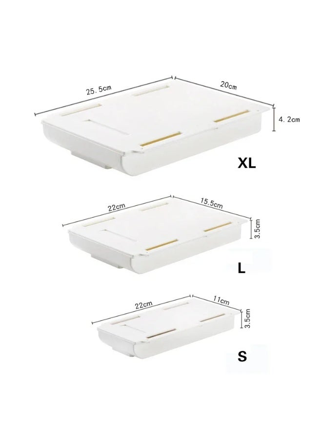 3-Piece Hidden Self-Adhesive Plastic Under-Desk Storage Drawers for Stationery and Cosmetics - Image 1