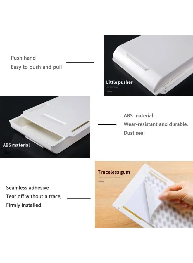 3-Piece Hidden Self-Adhesive Plastic Under-Desk Storage Drawers for Stationery and Cosmetics - Image 2